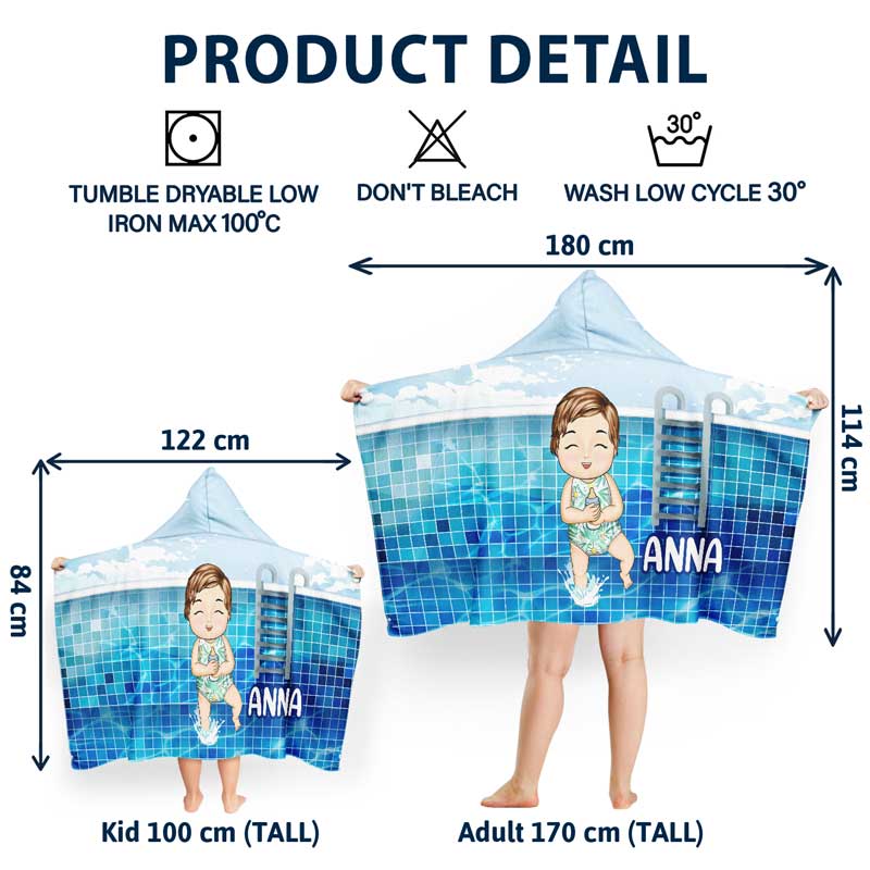Kids On The Beach Sand Pool - Personalized Hooded Beach Towel