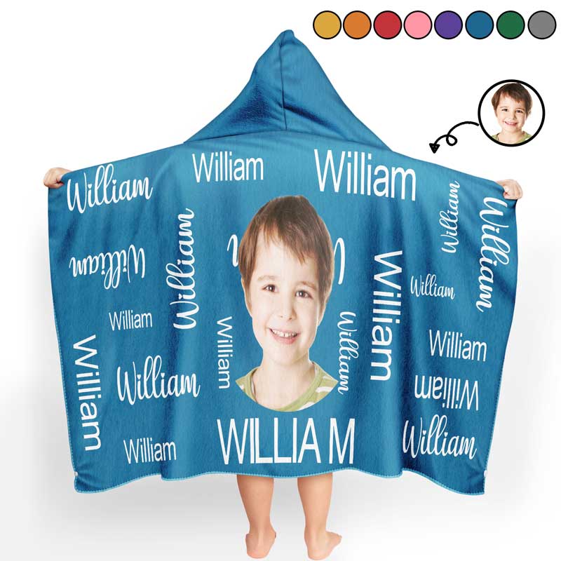Custom Photo Pattern Name Traveling Beach Poolside Swimming Picnic - Personalized Hooded Beach Towel