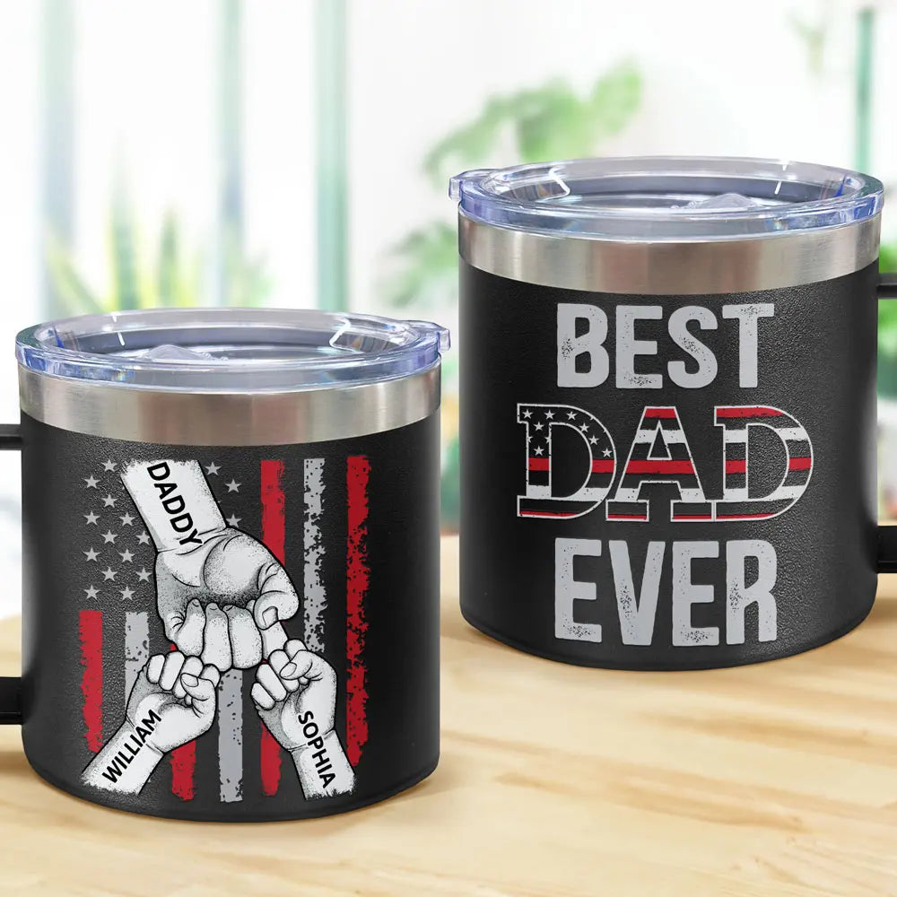 Best Dad Grandpa Ever - Personalized 14oz Stainless Steel Tumbler With Handle