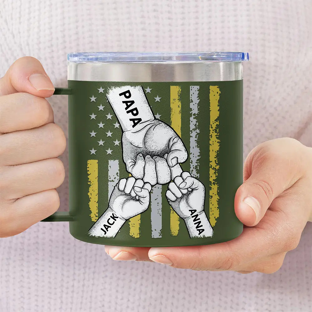 Best Dad Grandpa Ever - Personalized 14oz Stainless Steel Tumbler With Handle