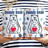 Papa Bear - 3D Inflated Effect Printed Mug, Personalized White Edge-to-Edge Mug