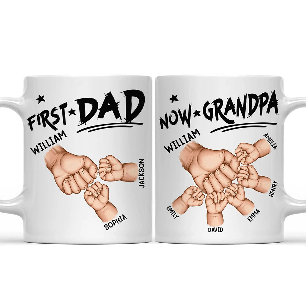 First Dad Now Grandpa First Bump - Personalized Mug