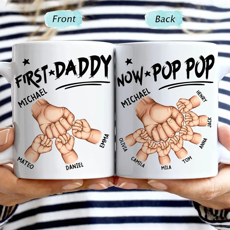 First Dad Now Grandpa First Bump - Personalized Mug