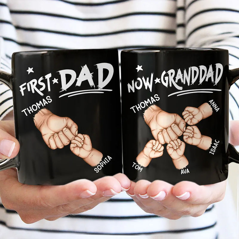 First Dad Now Grandpa First Bump - Personalized Mug