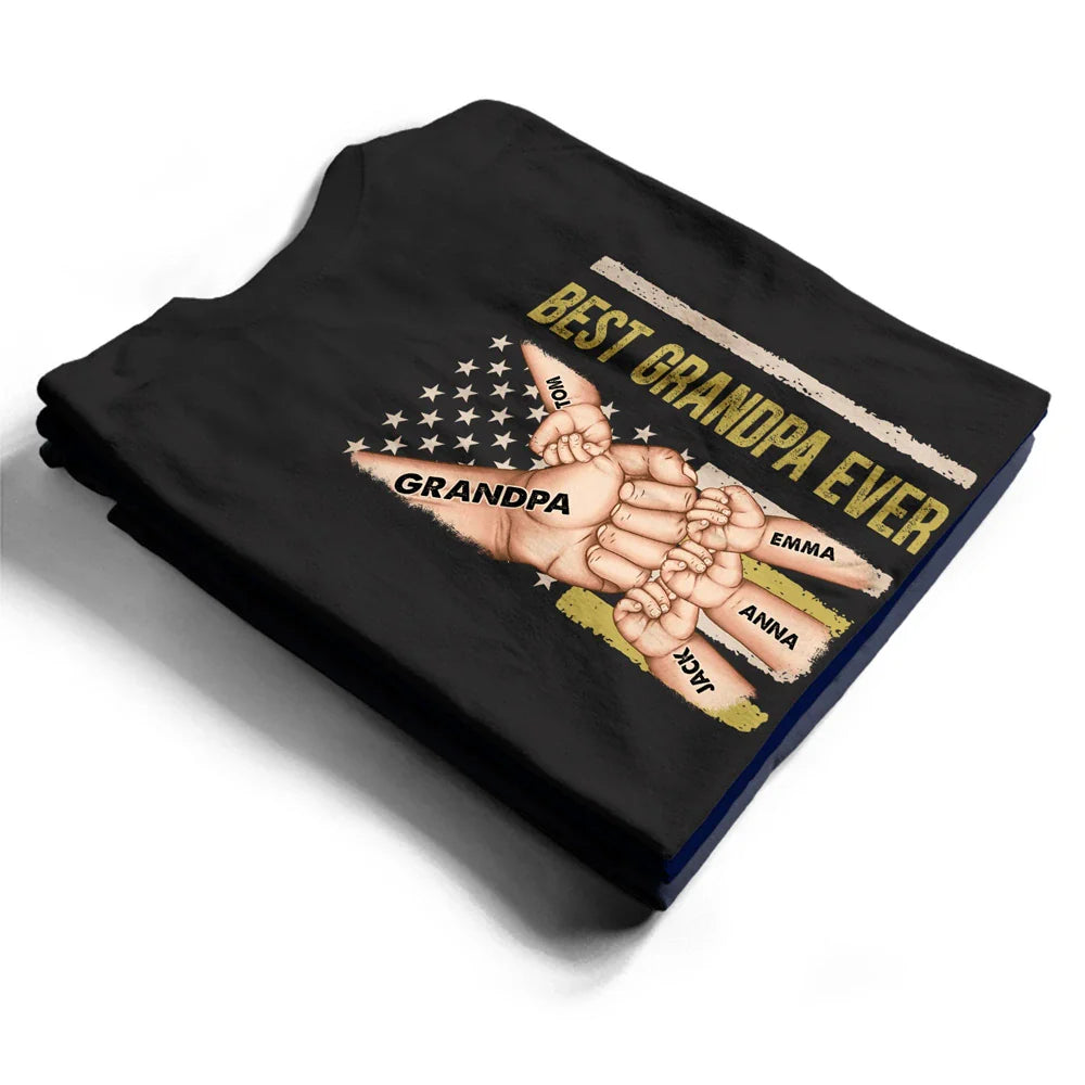 T-shirt personnalisé avec les cinq étoiles et les rayures pour papa et grand-père