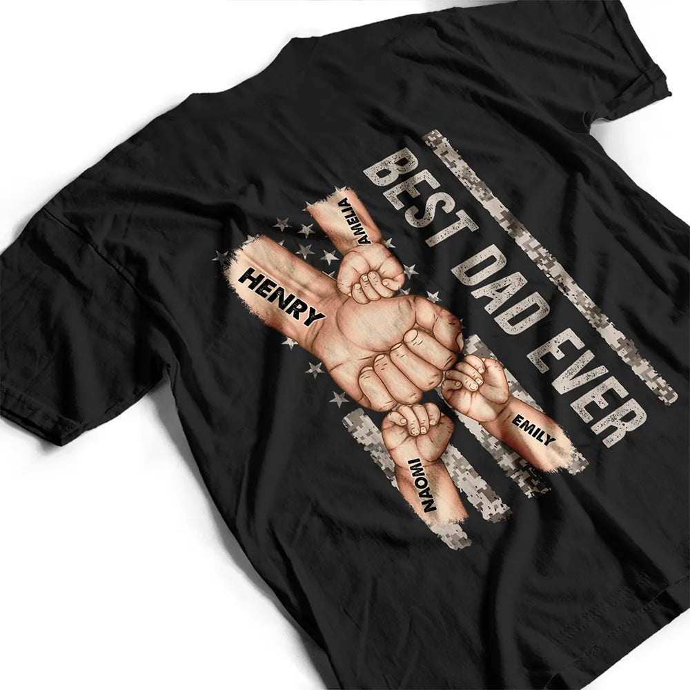 T-shirt personnalisé avec les cinq étoiles et les rayures pour papa et grand-père