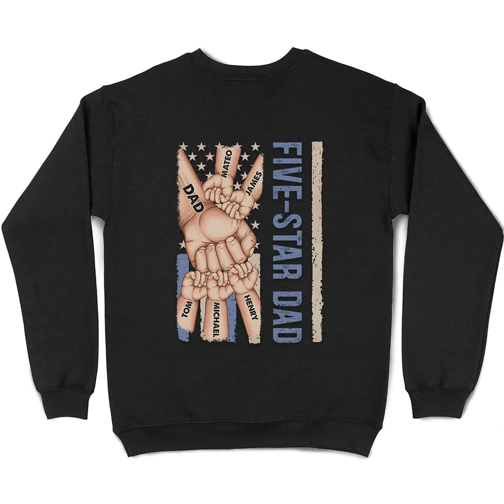 T-shirt personnalisé avec les cinq étoiles et les rayures pour papa et grand-père