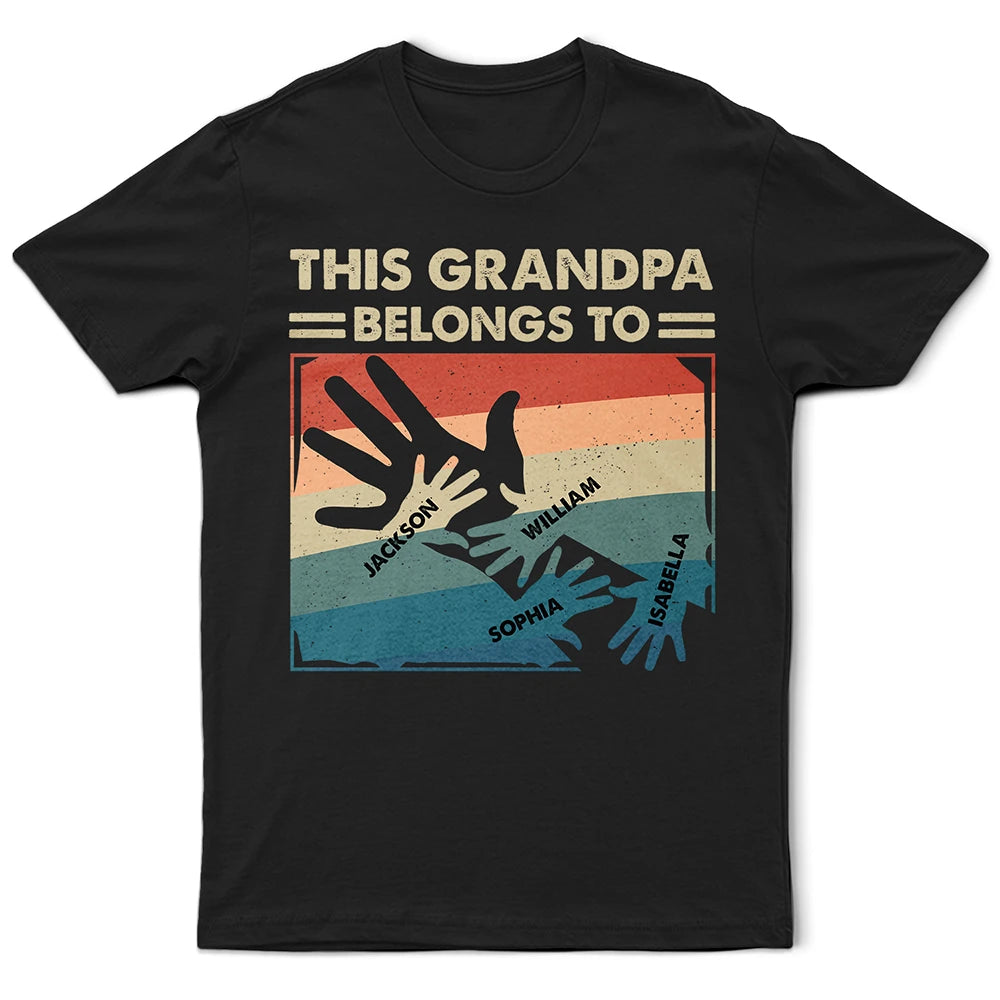 Hand In Hand This Grandpa Daddy Belongs To - Personalized T Shirt