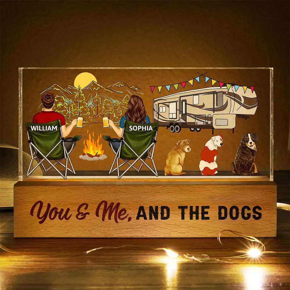 Home Is Where We Park It You And Me And The Dogs Happy Camper Couple - Personalized Rectangle LED Light