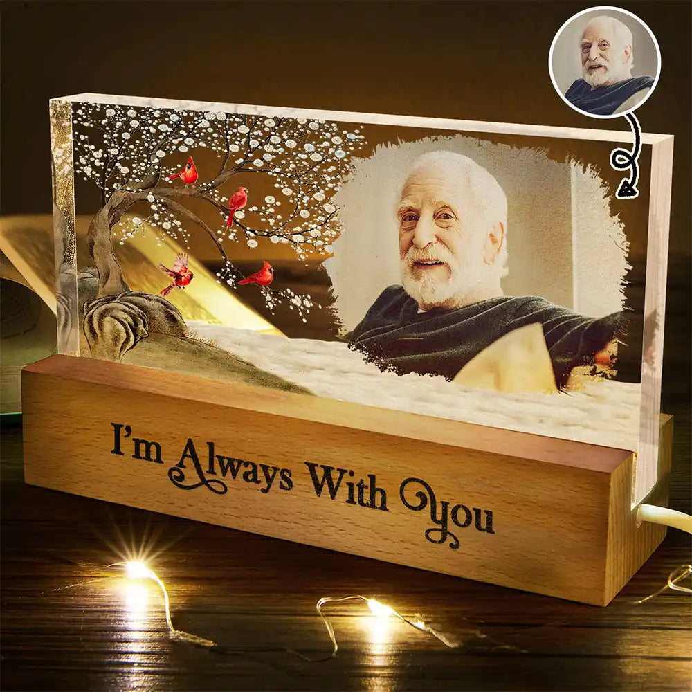 Custom Photo I'm Always With You Family Memorial - Personalized Rectangle LED Light