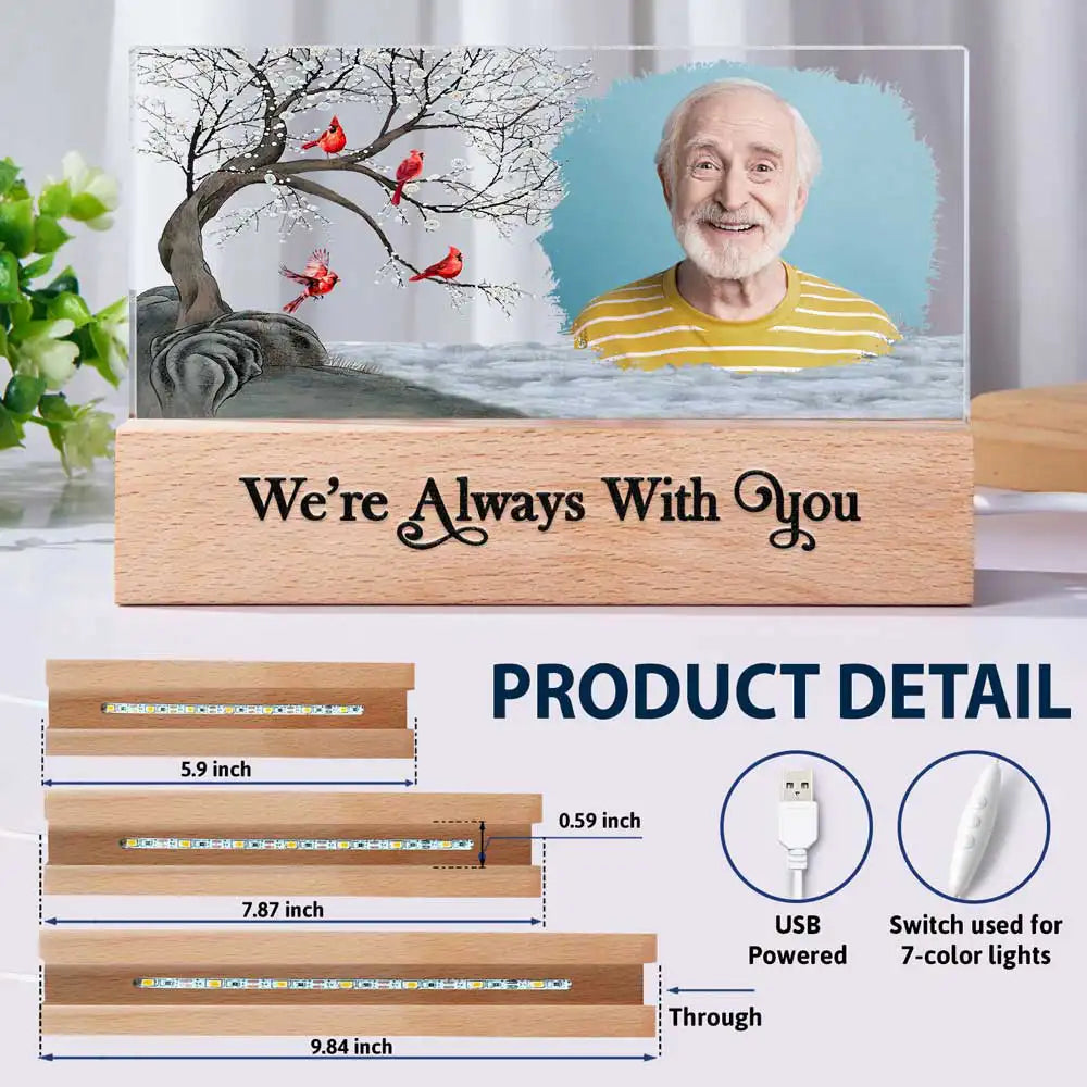 Custom Photo I'm Always With You Family Memorial - Personalized Rectangle LED Light