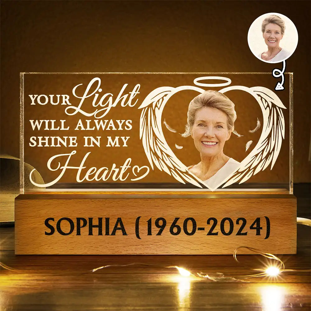 Custom Photo Your Light Always Shine In My Heart - Personalized Rectangle LED Light