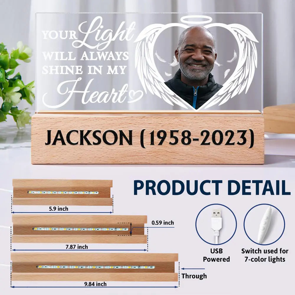 Custom Photo Your Light Always Shine In My Heart - Personalized Rectangle LED Light