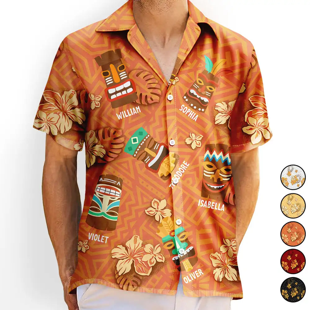 Tiki Tribal Totem Summer Beach Vibe For Dad And Grandpa - Personalized Hawaiian Shirt