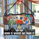 Couple de camping, mari et femme, partenaires de camping pour la vie - Attrape-soleil personnalisé en acrylique à suspendre à une fenêtre