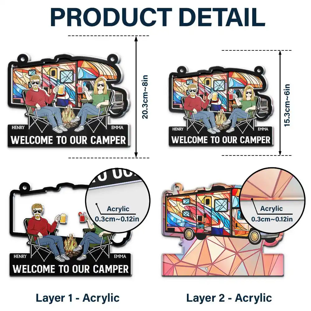Couple de camping, mari et femme, partenaires de camping pour la vie - Attrape-soleil personnalisé en acrylique à suspendre à une fenêtre