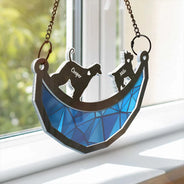Dog Lover Swinging Moon - Personalized Acrylic Window Hanging Suncatcher