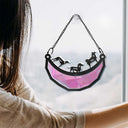 Dog Lover Swinging Moon - Personalized Acrylic Window Hanging Suncatcher