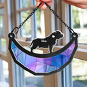 Dog Lover Swinging Moon - Personalized Acrylic Window Hanging Suncatcher