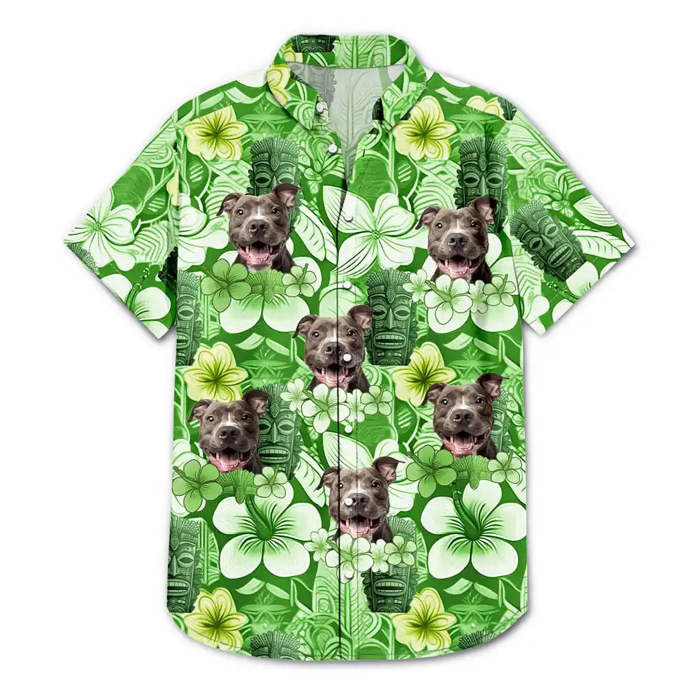 Custom Photo Tiki Flower Summer Beach Vibe - Personalized Hawaiian Shirt