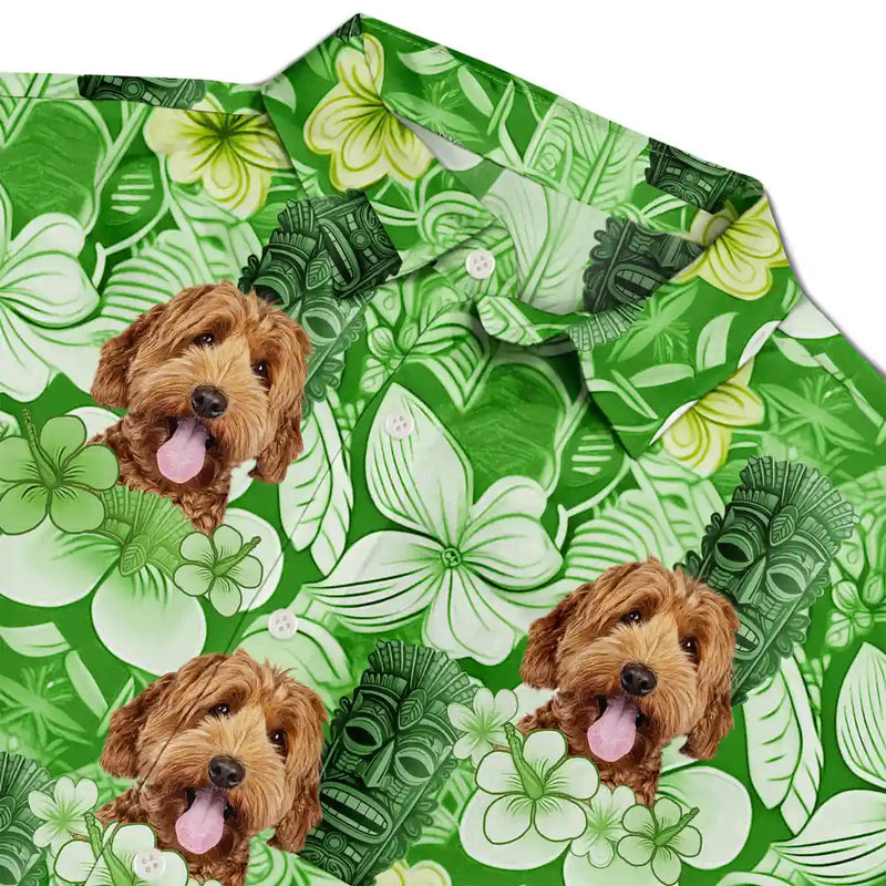 Custom Photo Tiki Flower Summer Beach Vibe - Personalized Hawaiian Shirt