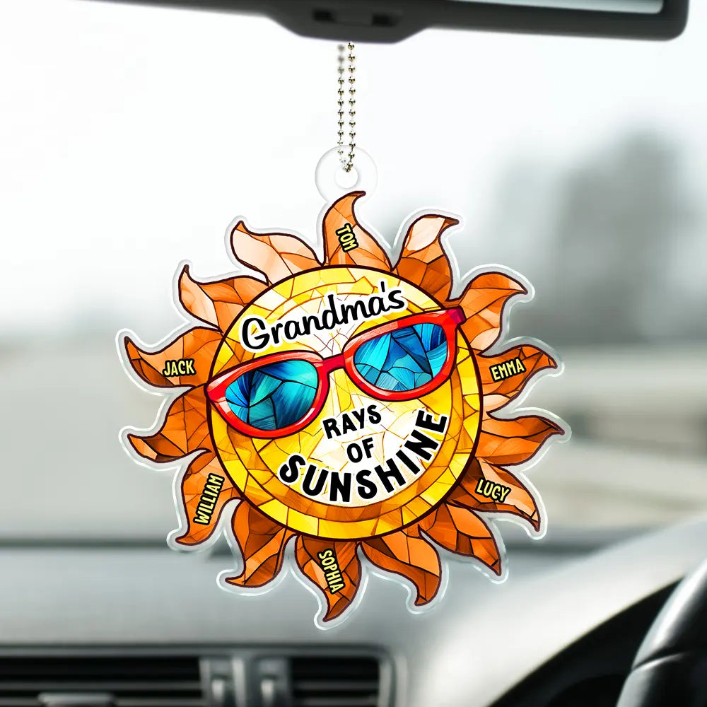 Grandmother Rays Of Sunshine - Personalized Acrylic Car Hanger
