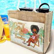 The Beach Is Calling And I Must Go - Personalized Jute Tote Bag