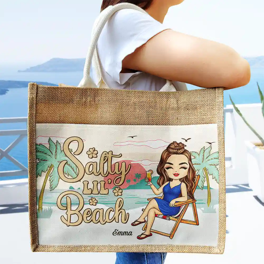 The Beach Is Calling And I Must Go - Personalized Jute Tote Bag