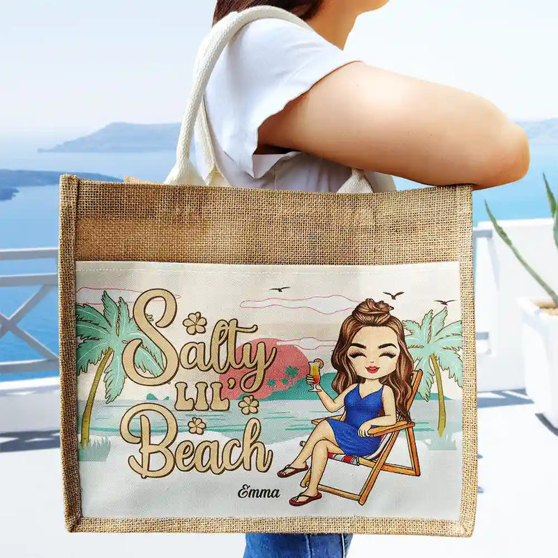 The Beach Is Calling And I Must Go - Personalized Jute Tote Bag