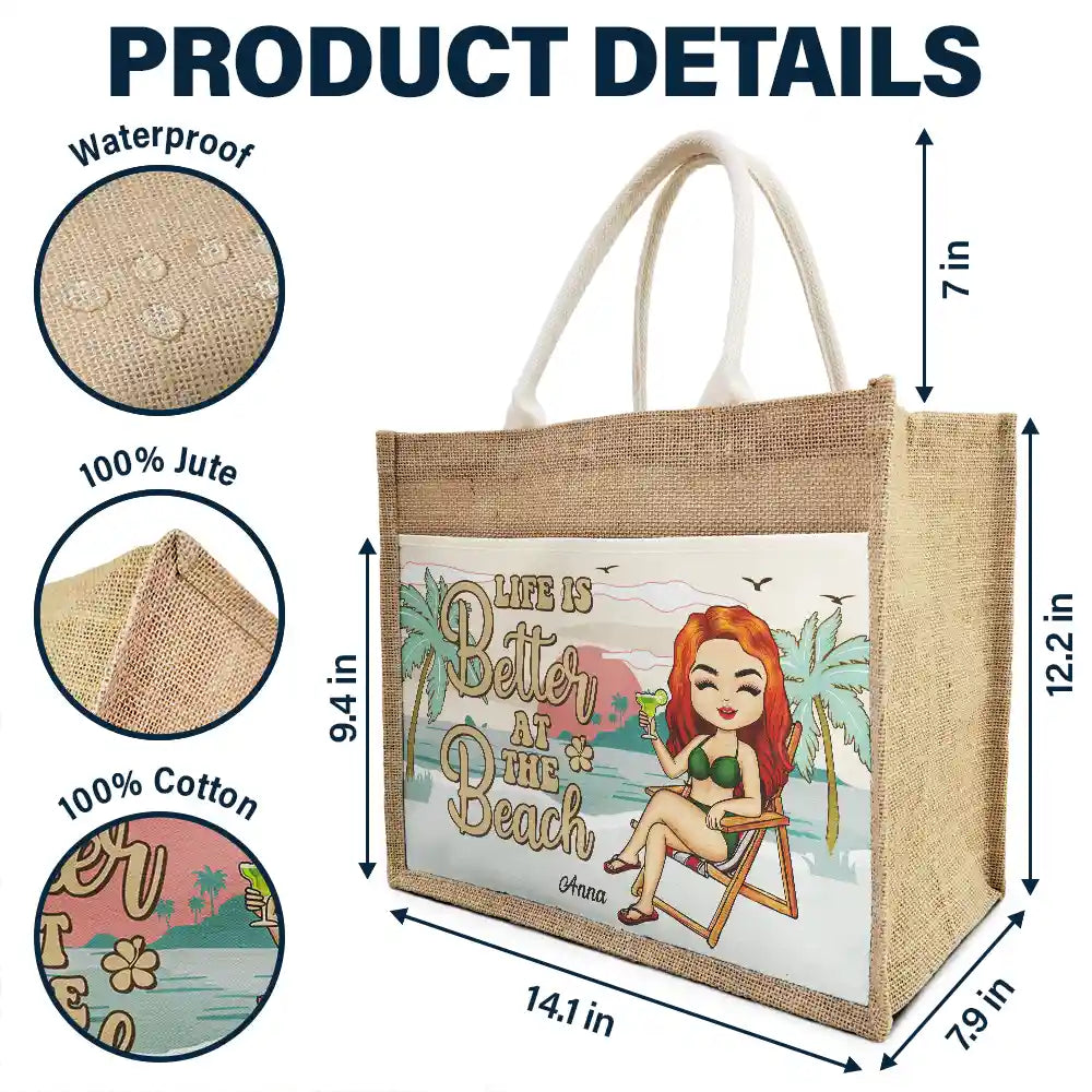 The Beach Is Calling And I Must Go - Personalized Jute Tote Bag
