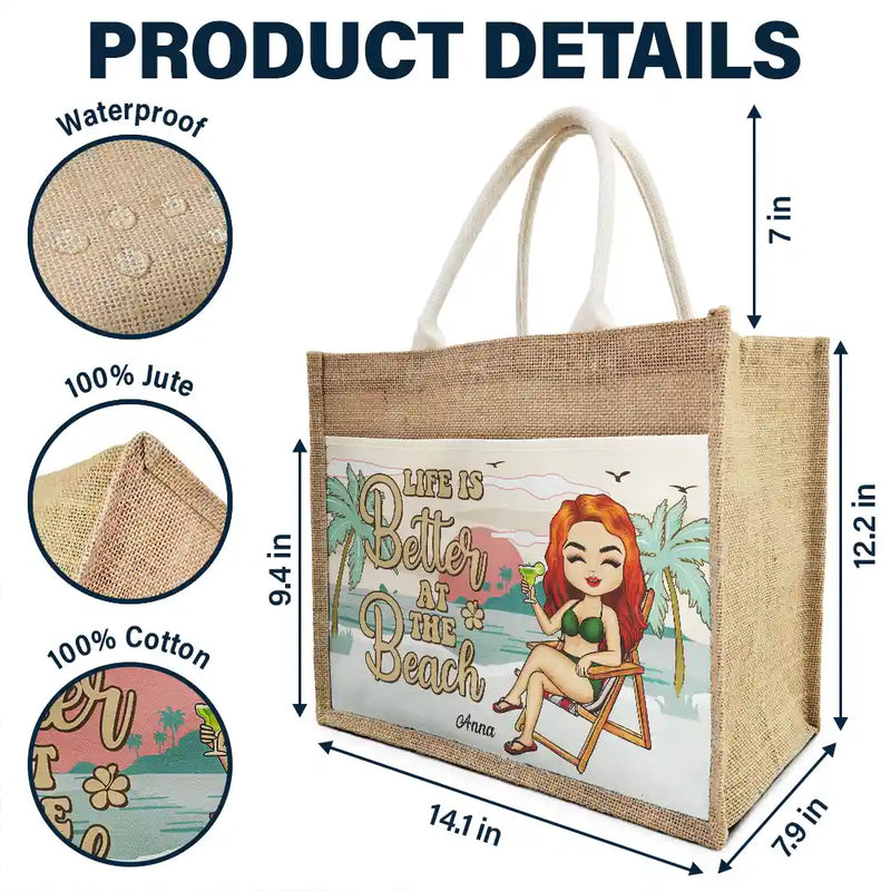 The Beach Is Calling And I Must Go - Personalized Jute Tote Bag
