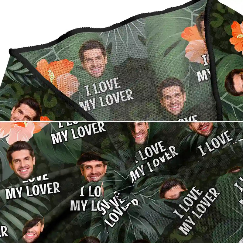 Custom Photo I Love My Husband - Personalized Short Sarong Swimwear Cover Ups