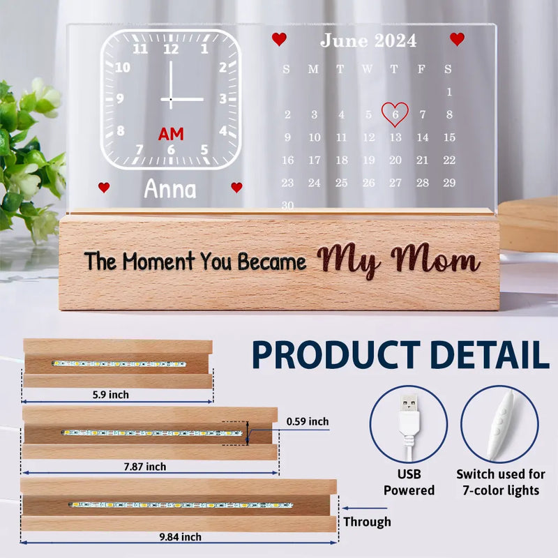The Moment You Became My Mommy - Personalized Rectangle LED Light
