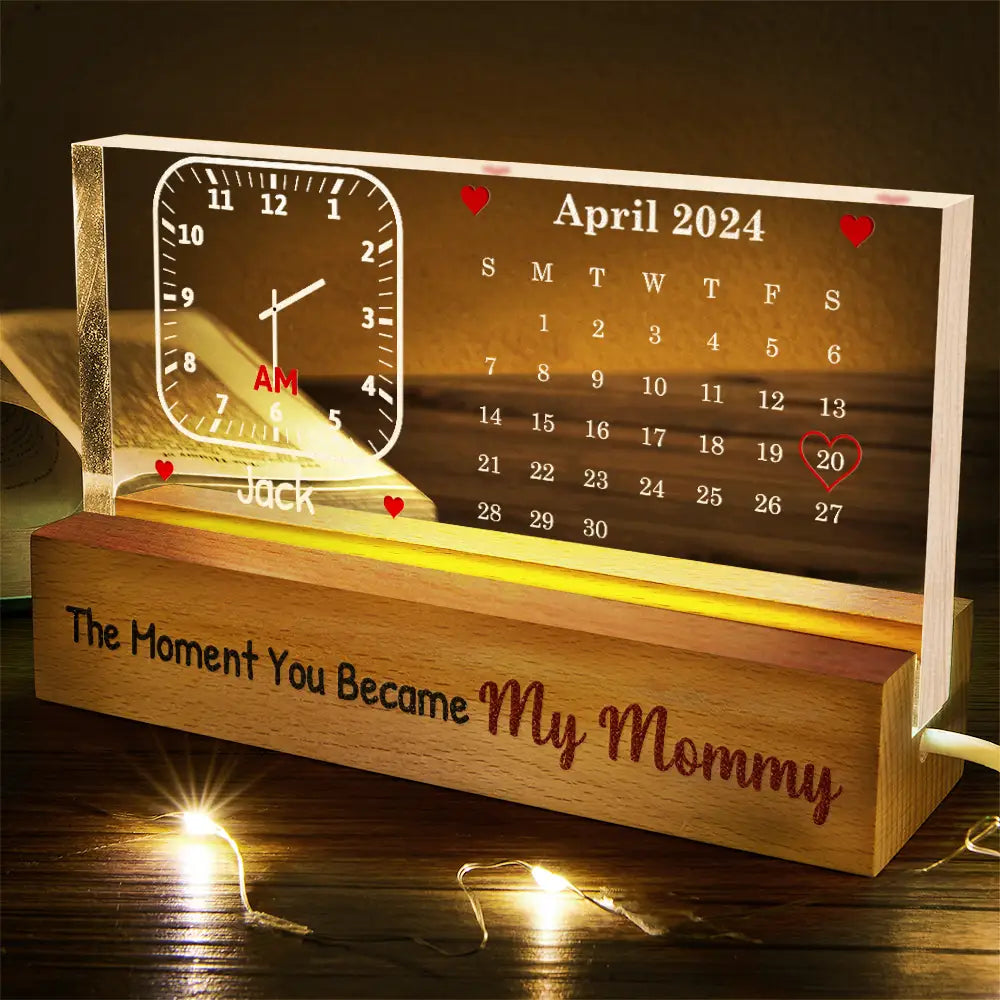The Moment You Became My Mommy - Personalized Rectangle LED Light