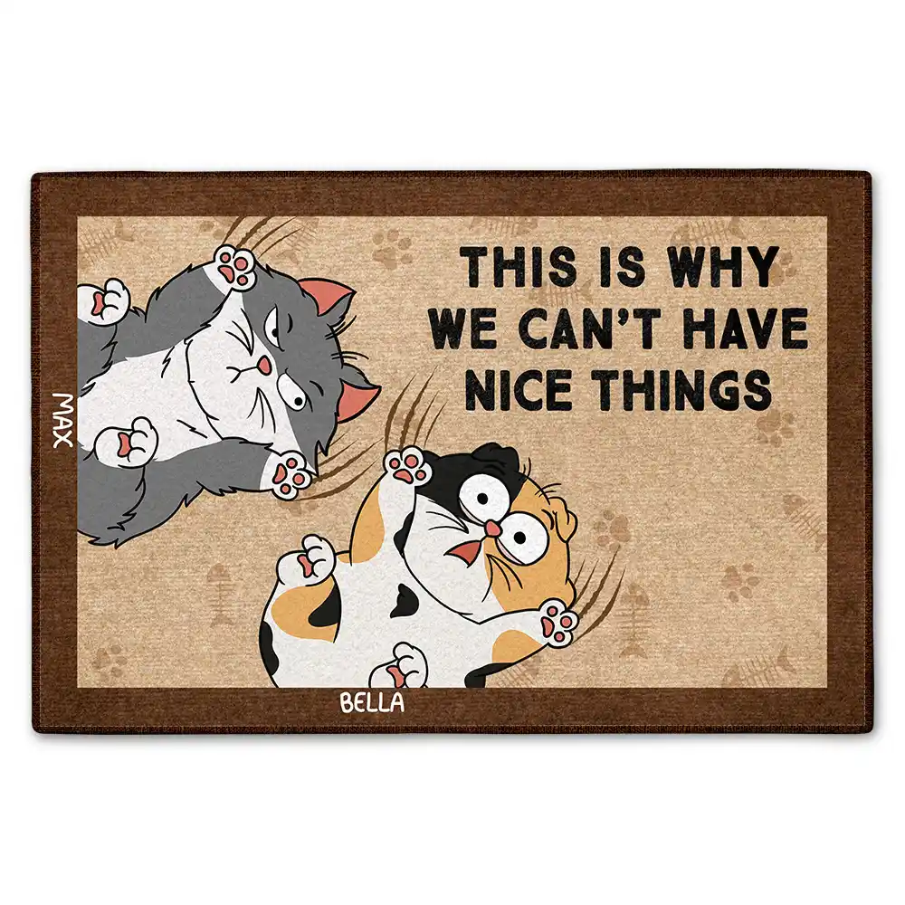 Voici pourquoi nous ne pouvons pas avoir de belles choses Chats de dessin animé - Paillasson personnalisé 