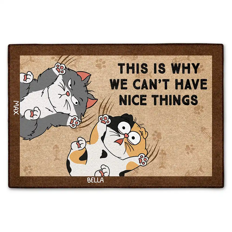 Voici pourquoi nous ne pouvons pas avoir de belles choses Chats de dessin animé - Paillasson personnalisé 