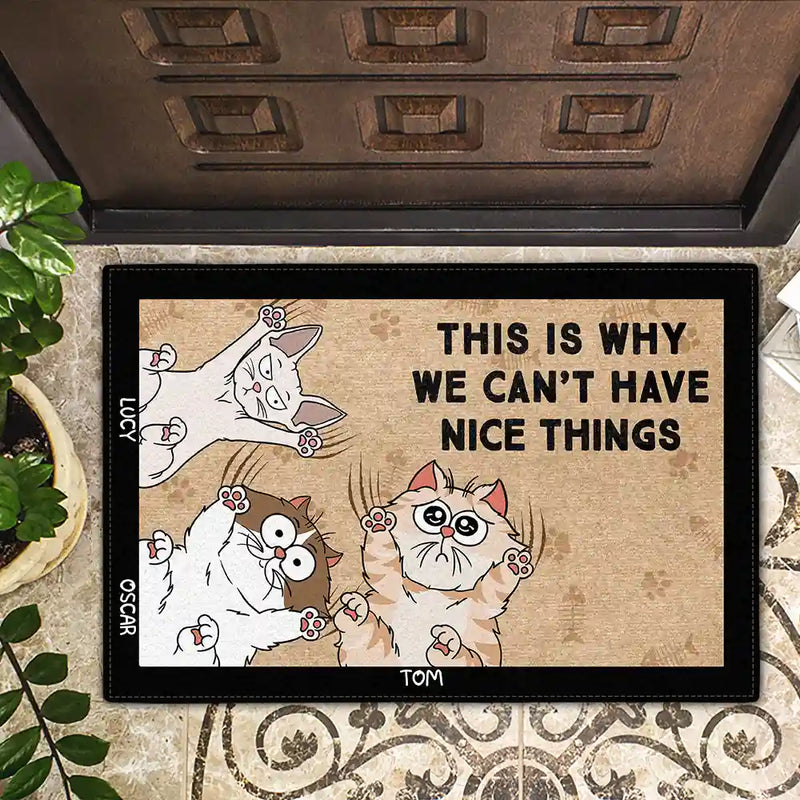 Voici pourquoi nous ne pouvons pas avoir de belles choses Chats de dessin animé - Paillasson personnalisé 