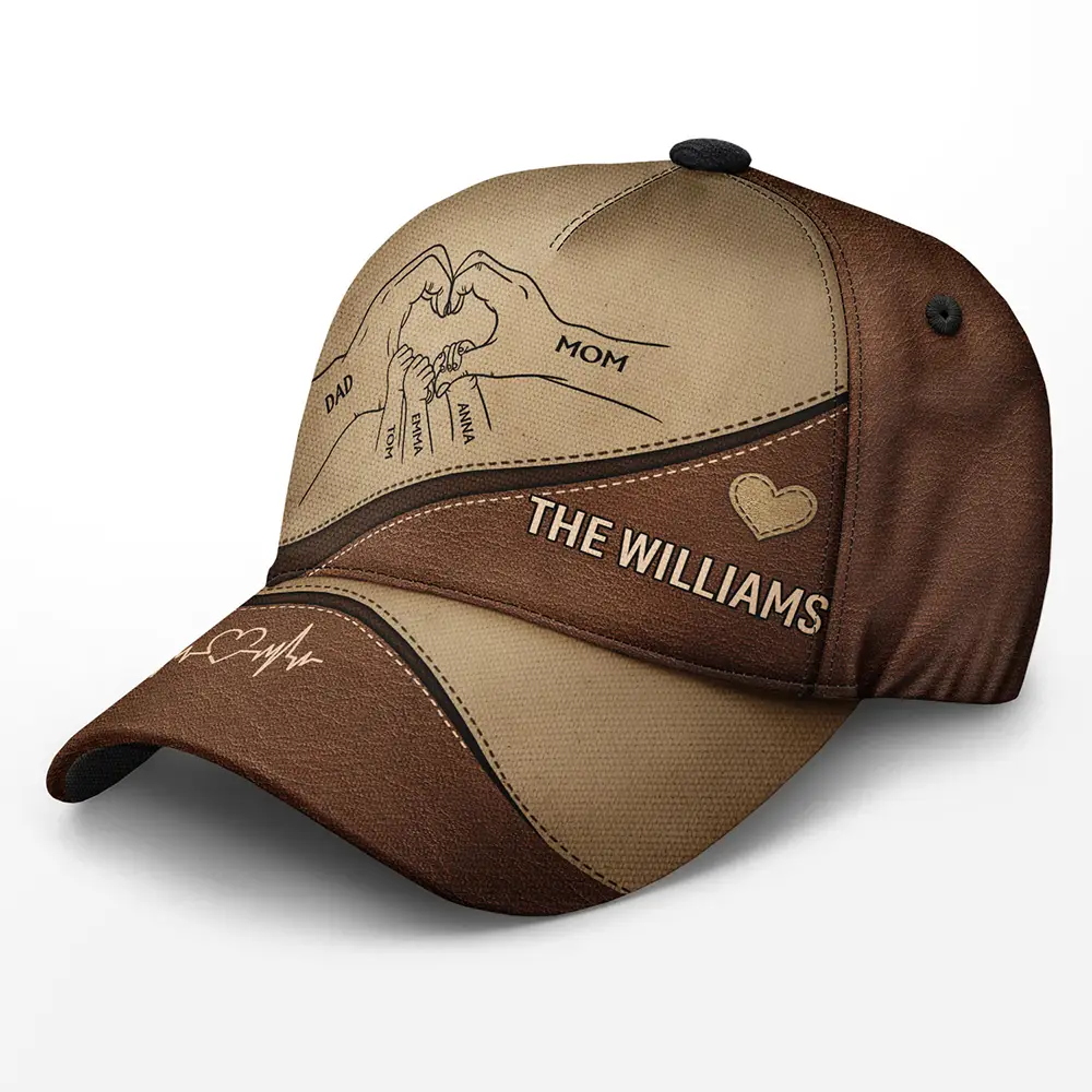 Family Holding Hands Parents & Kids - Personalized Classic Cap