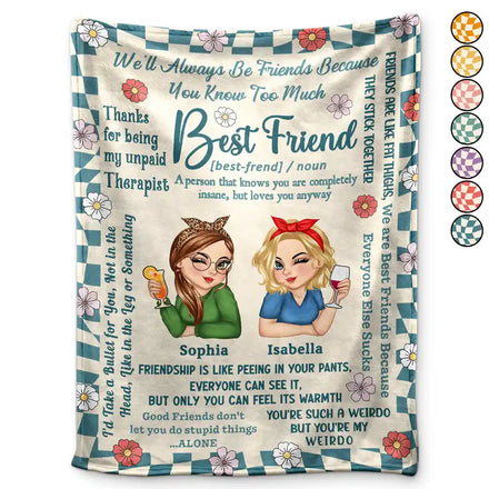 Meilleurs amis pour toujours connectés par le cœur - Couverture polaire personnalisée, couverture sherpa 