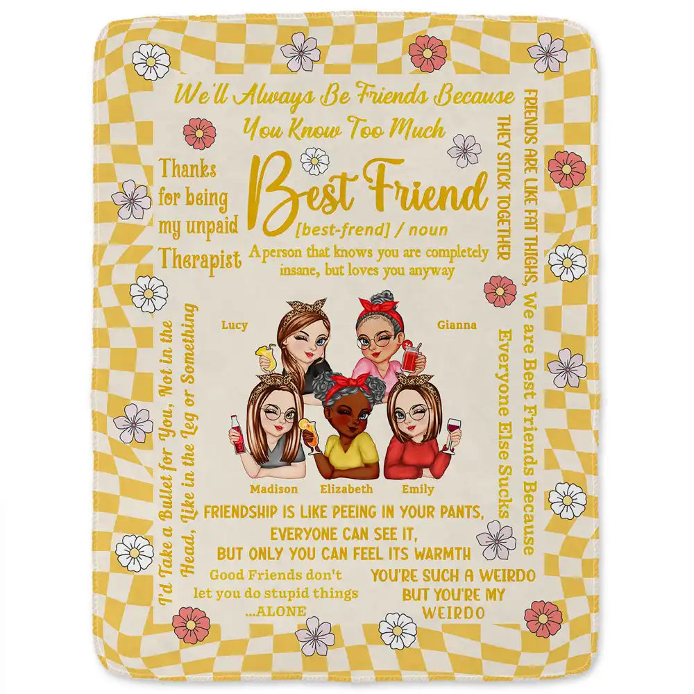Best Friends Forever Connected By Heart - Personalized Fleece Blanket, Sherpa Blanket