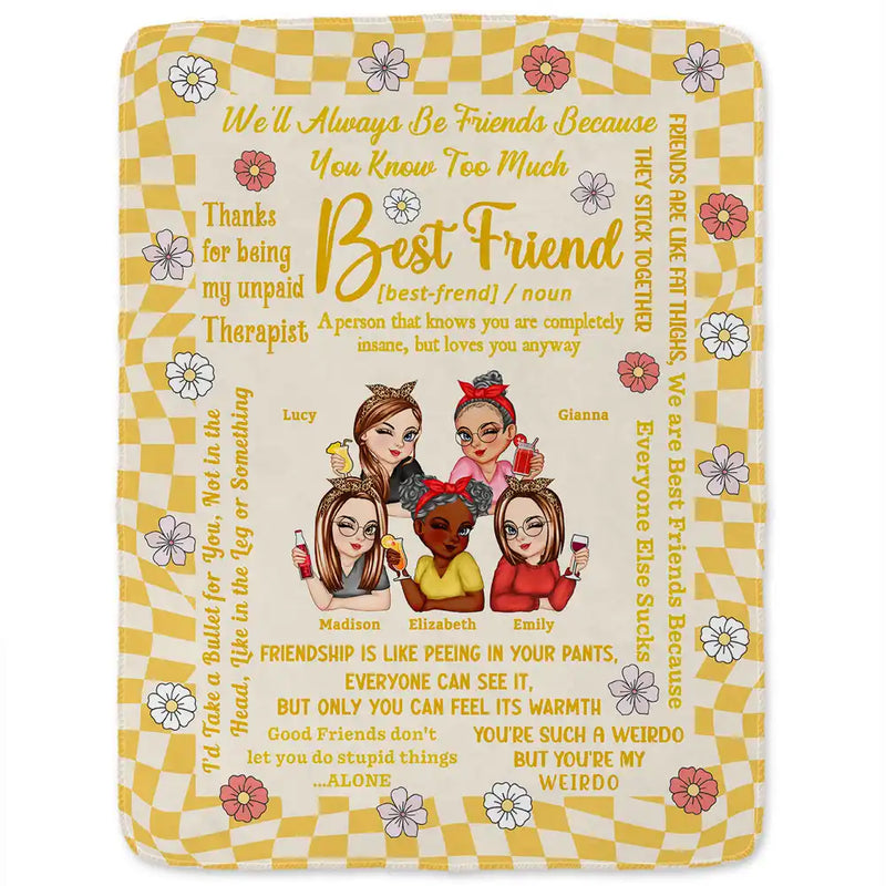 Best Friends Forever Connected By Heart - Personalized Fleece Blanket, Sherpa Blanket