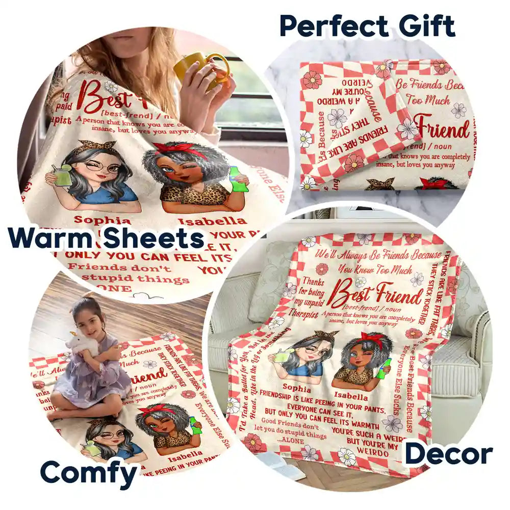 Meilleurs amis pour toujours connectés par le cœur - Couverture polaire personnalisée, couverture sherpa 