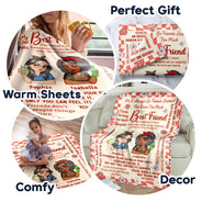 Meilleurs amis pour toujours connectés par le cœur - Couverture polaire personnalisée, couverture sherpa 