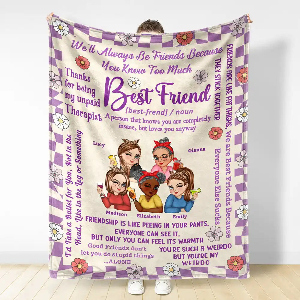 Meilleurs amis pour toujours connectés par le cœur - Couverture polaire personnalisée, couverture sherpa 