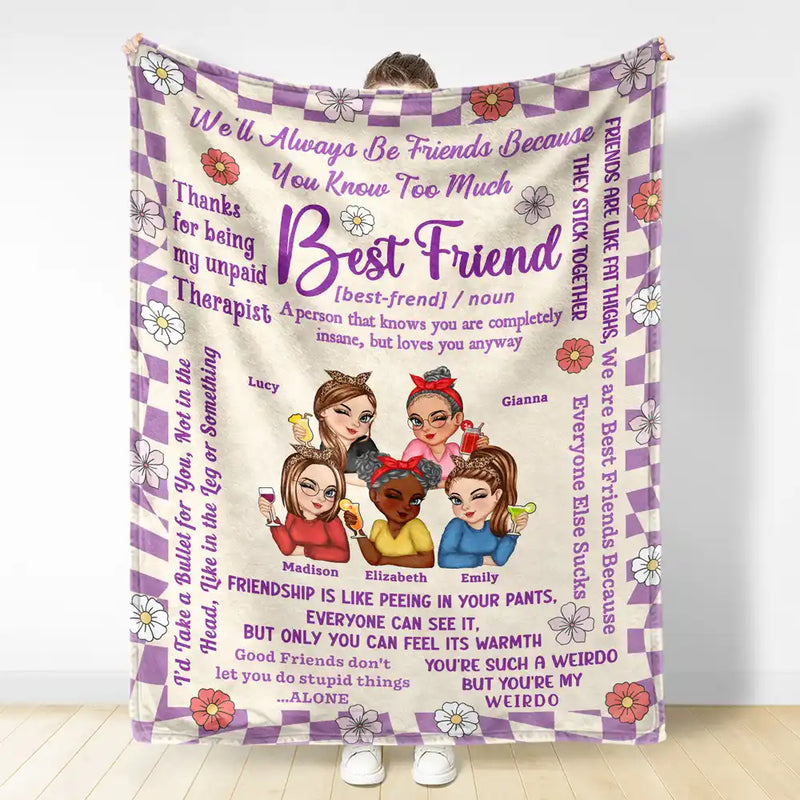 Best Friends Forever Connected By Heart - Personalized Fleece Blanket, Sherpa Blanket