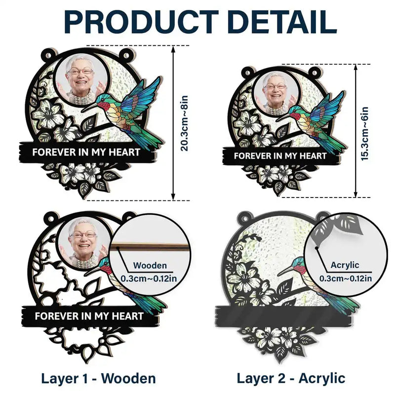 Custom Photo Although You Cannot See Me I'm Always With You Memorial - Personalized Window Hanging Suncatcher Ornament