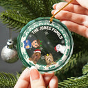 Flat Art Family Sweater Pattern - Personalized Circle Glass Ornament