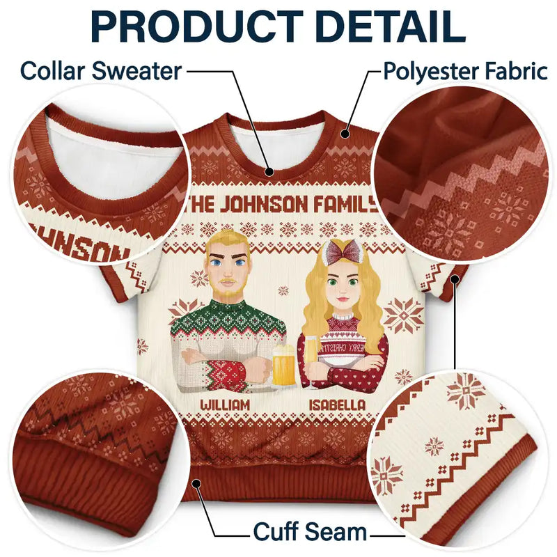 Family - Christmas Gift For Family, Sibling, Friend Flat Art - Personalized Short Sleeve Sweater