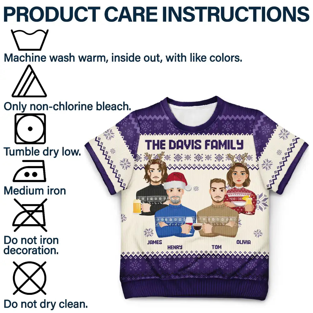 Family - Christmas Gift For Family, Sibling, Friend Flat Art - Personalized Short Sleeve Sweater