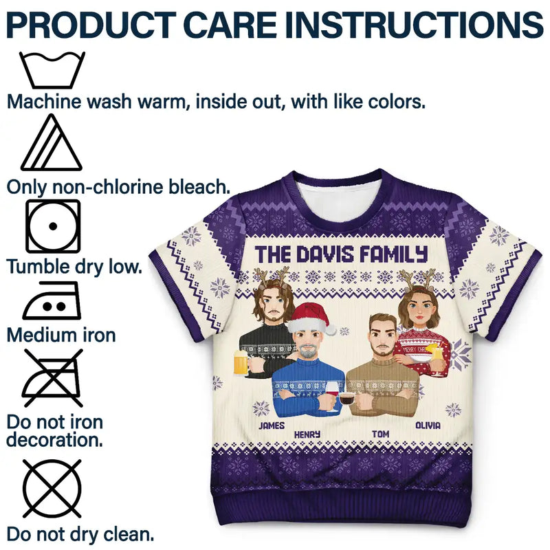 Family - Christmas Gift For Family, Sibling, Friend Flat Art - Personalized Short Sleeve Sweater